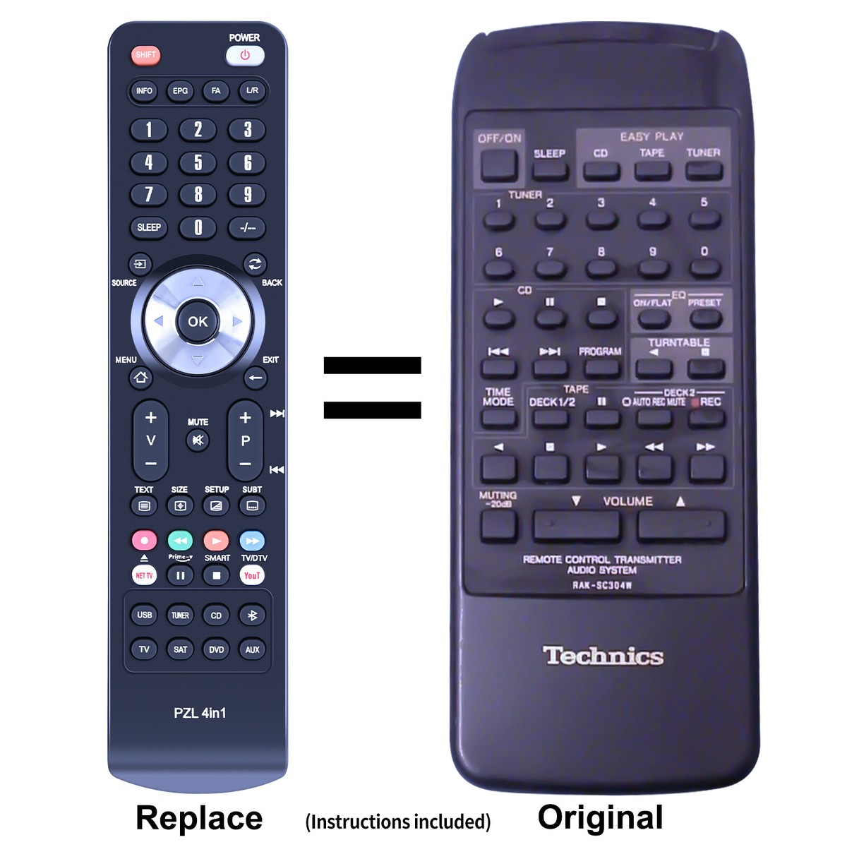 RAK-SC304W Remote Control For Technics Stereo Integrated Amplifier