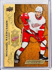  2018-19 UD Engrained #54 Michael Rasmussen /299 RC Rookie Detroit Red Wings