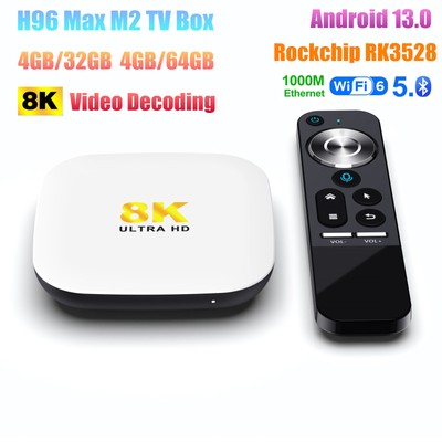 H96 Max M2 Android 13 TV Box 4G 32G/64G RK3528 WiFi6 1000M H.265 4K HDR TV Box
