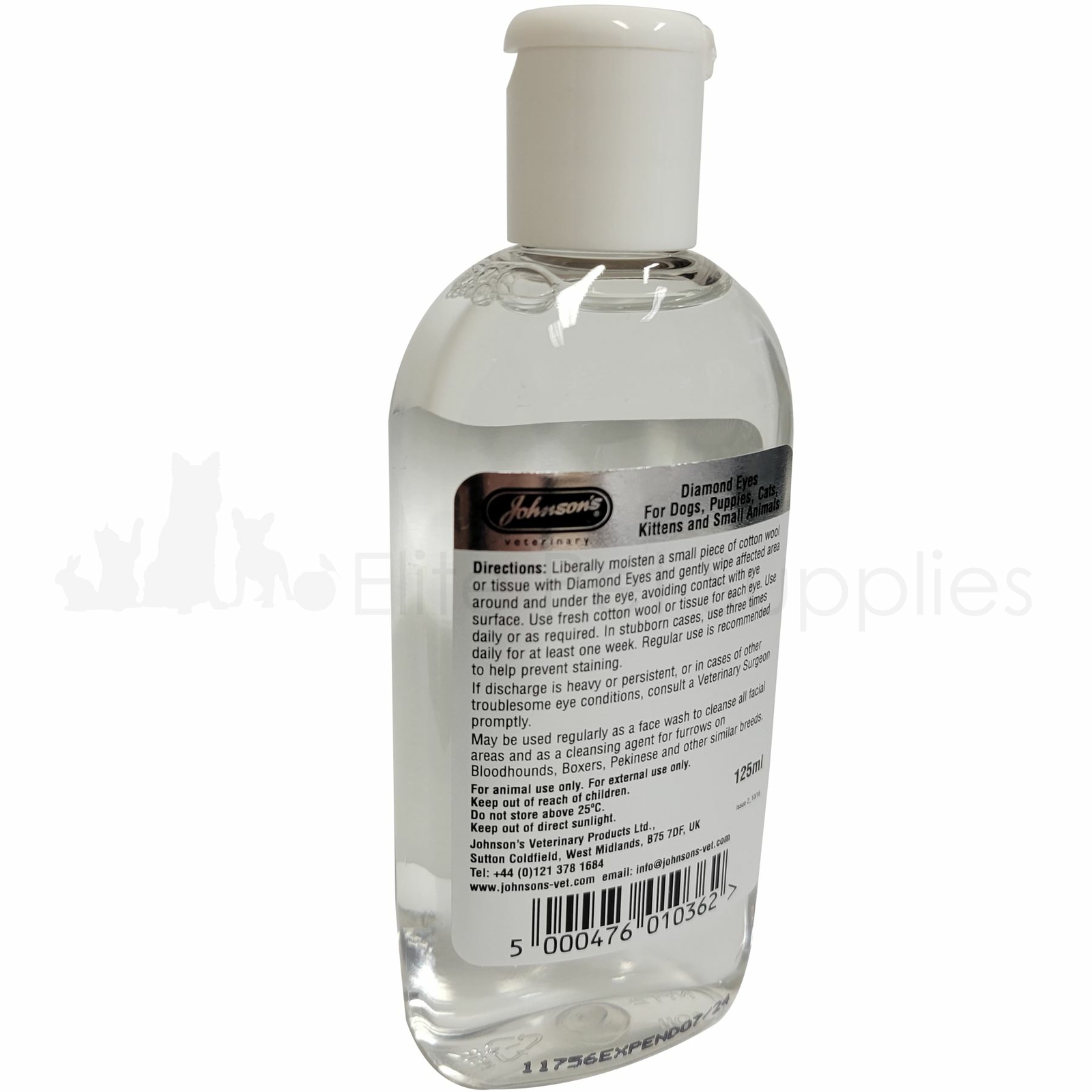 JOHNSON'S Diamond Eyes Tear Stain Remover for Dogs Cats 125ml for