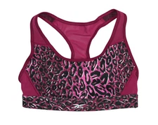 Reebok Lux Racer Leopard Print Medium Impact Women's Sports Bra S NWT Berry