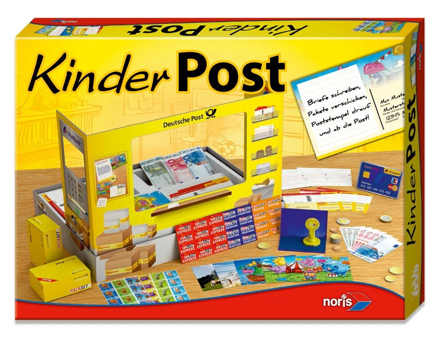 GROSSE KINDERPOST Spielpost von Noris viel Zubehör + Stempel Post spielen NEU