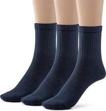 Silky Toes Boys Cotton Crew Socks with Seamless Toe, 3 Pk School Uniform Dress