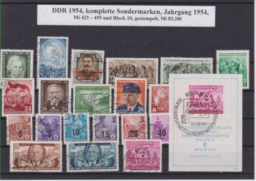 DDR 1954,  Sondermarken, kompletter Jahrgang, gestempelt. - Bild 1 von 1