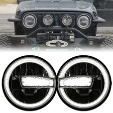 Pair 7 Inch Round Led Headlights Drl Projector For Jeep Wrangler Cj Jk Lj