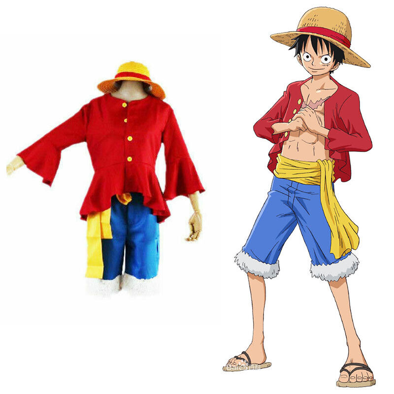 Anime ONE PIECE Monkey·D·Luffy Cosplay Costume Party Christmas Fancy Dress  + Hat