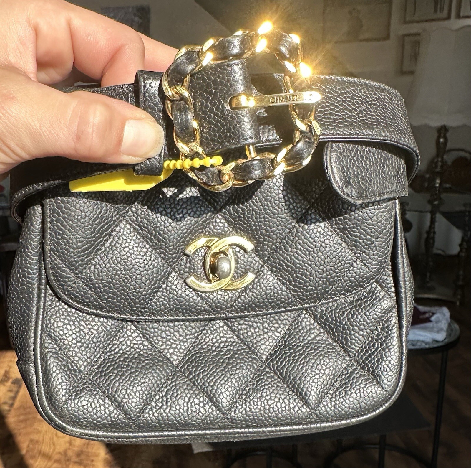 Authentic Vintage Chanel Caviar Leather Bum Bag With Belt-image
