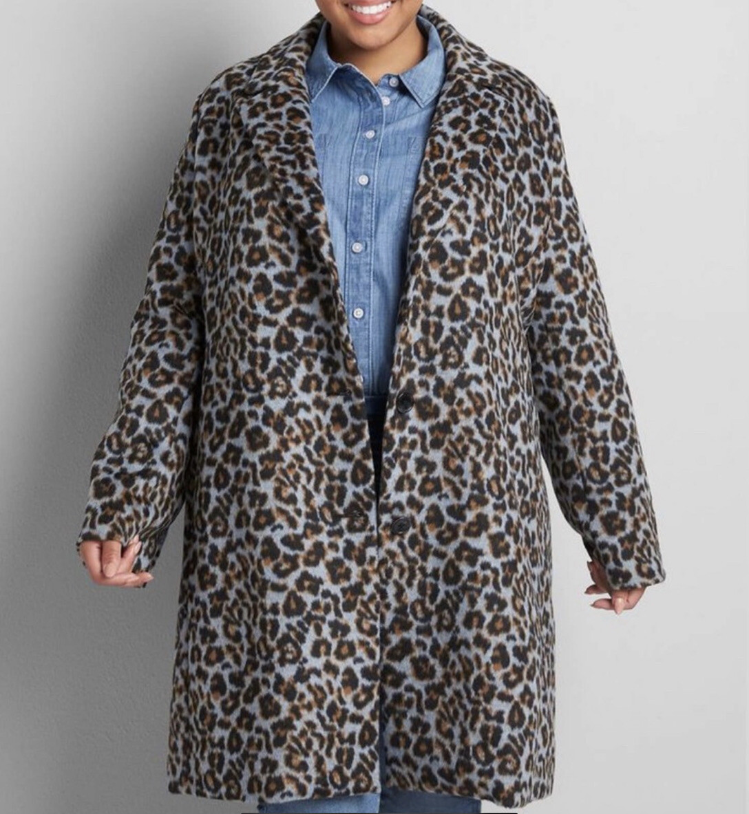 Lane Bryant Wool Leopard Coat Trapeze Coat