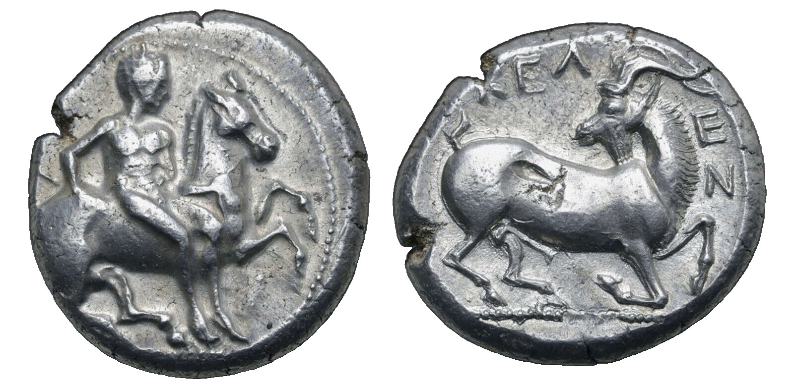 ANCIENT GREEK Cilicia, Kelenderis c. 425 BC - AR Stater Horse Rider GOAT Near AU