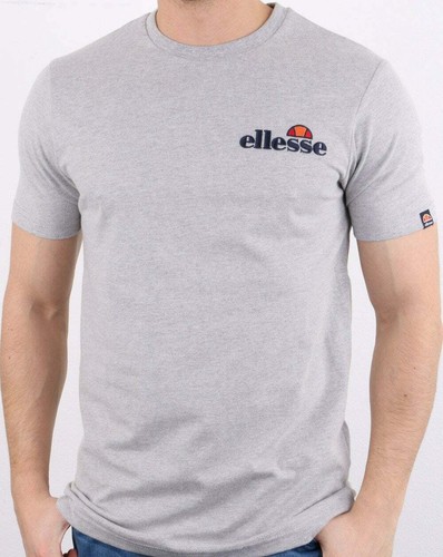Ellesse T Shirt in Grey Marl - embroidered logo short sleeve crew tee, Voodoo