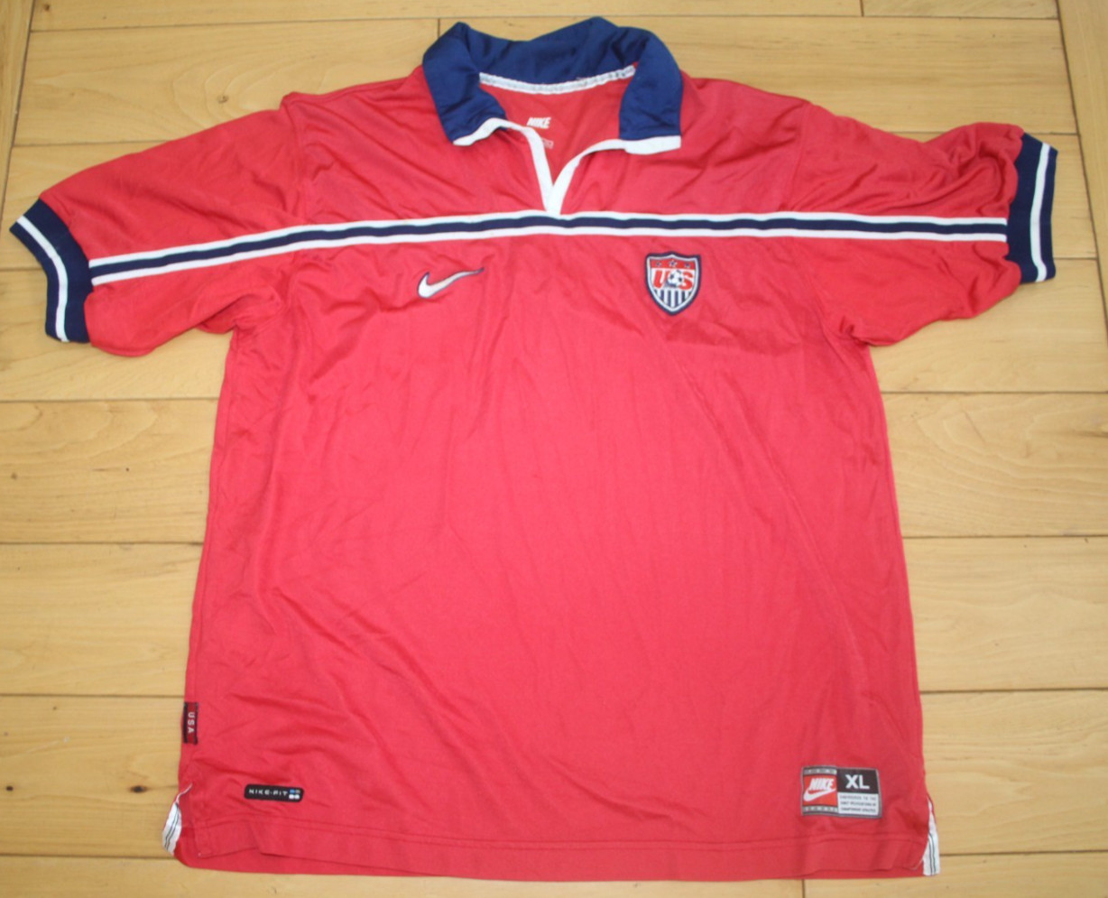 XL US SOCCER 1998-1999 USMNT USA AWAY Jersey GENUINE RED VTG NIKE