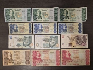 Lot of 12 South Africa Old Banknotes F XF