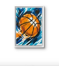 Original Abstract Basketball Painting 9x12 canvas panel Modern Wall Art Home