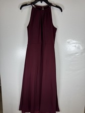 Bill Levkoff Bridesmaid Halter Maxi Dress Evening Gown Wine Red 8