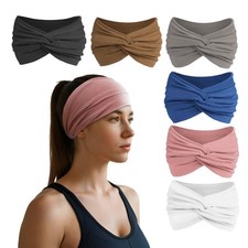 HSEM Headbands for 1 Count Pack of 6 , Grey/Navy/Brown/White/Pink/Black