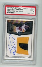 2010 NATIONAL TREASURES EMMANUEL SANDERS 312 PSA 9 AUTO AUTOGRAPH PATCH RPA #/99