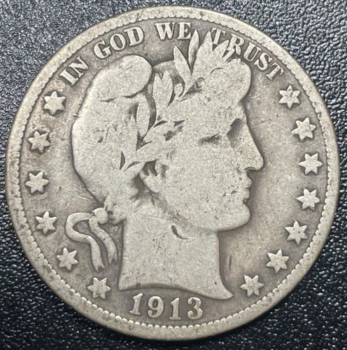 1913-P Liberty Barber Silver Half Dollar 50c Philadelphia Very Good VG+