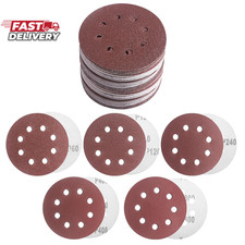 5 Inch 8 Hole Sanding Discs Hook and Loop, 50 PCS Orbital Sander Pads with Adhes
