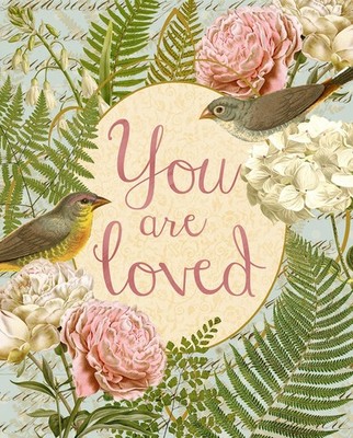 35'' Fabric Panel | David Textiles Digital You Are Loved Bird & Flower Scene