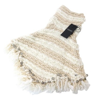 SCOTCH & SODA Ams Couture Damen Schal OS Beige Ecru Strick Gestreift Pailletten *