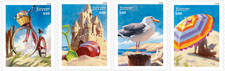 US A Day at the Beach Forever Stamps Set of 4 Singles  (Avail after April 24)