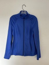 Zella Women's Athletic Jacket Yoga Workout Fitted Light Blue Full Zip Size Med.