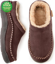 Men'S Moccasin Slippers Memory Foam Faux Fur 11-12 Coffee