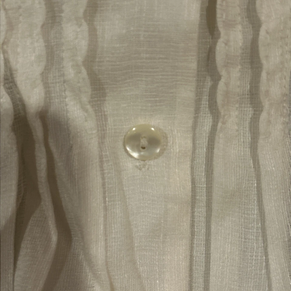 J. Jill Silk/ Linen Top Size M Cream Pleated Pintuck Boho Chic Shirt - Image 3 of 4