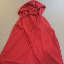 Red Hooded Cloak Cape, Size L, Adult Unisex Halloween Costume