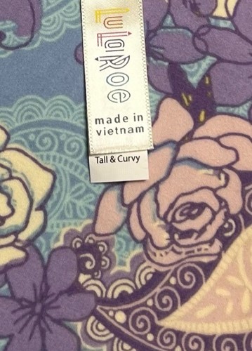 LuLaRoe Leggings TC Tall Curvy PAISLEY Pastel Rose Floral Comfy Comfy Soft Knit - Picture 4 of 6