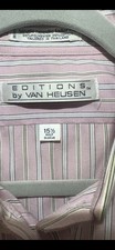 Vintage Editions Van Heusen Pink Stripe Half Sleeve Reg Fit Dress Shirt 15 1/2