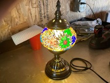 SILVERFEVER Mosaic Turkish Lamp Moroccan Glass for Table Desk Bedside Bronze Bas