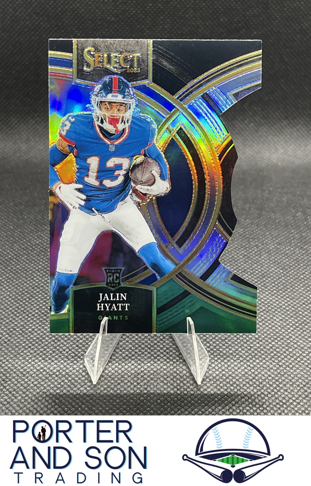 Jalin Hyatt RC Black and Green Prizm Die Cut 2023 Panini Select #173 Giants
