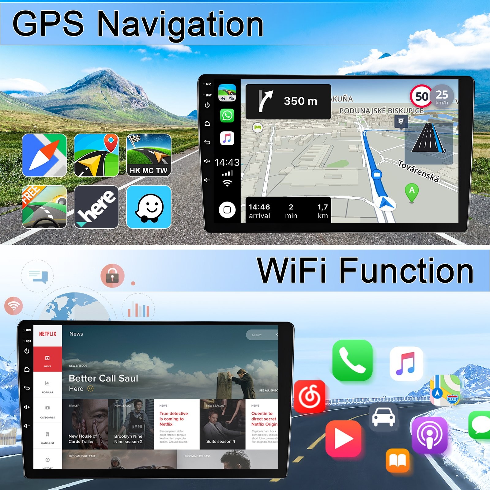 8.4'' Car Stereo Radio Android 15 Carplay GPS Navi 4+64GB For Wrangler 2018-2021 thumbnail 8