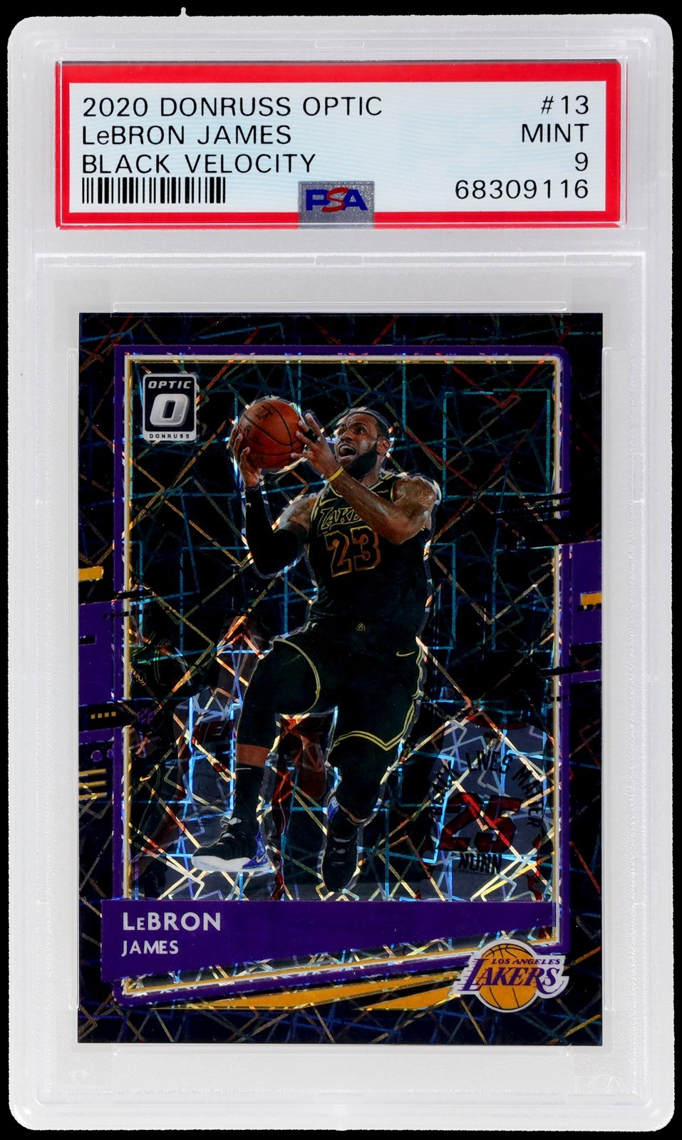 2020 Donruss Optic Lebron James #13 PSA 9 Black Velocity 37/39 Basketball Mint