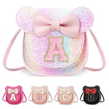 Toddler Girl Purse Mouse Ear Bow Crossbody Wallet Glitter Pink A
