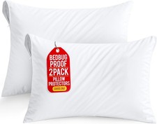 Set of 2 Pillow Protectors with Zipper Queen Size, Bed Bug and Dust Mite Proof