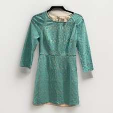 Women’s Size XS Forever 21 Blue Lace Bodycon Dress 3/4 Sleeve Turquoise 