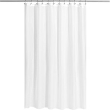 Fabric Shower Curtain or Liner with Magnets, White