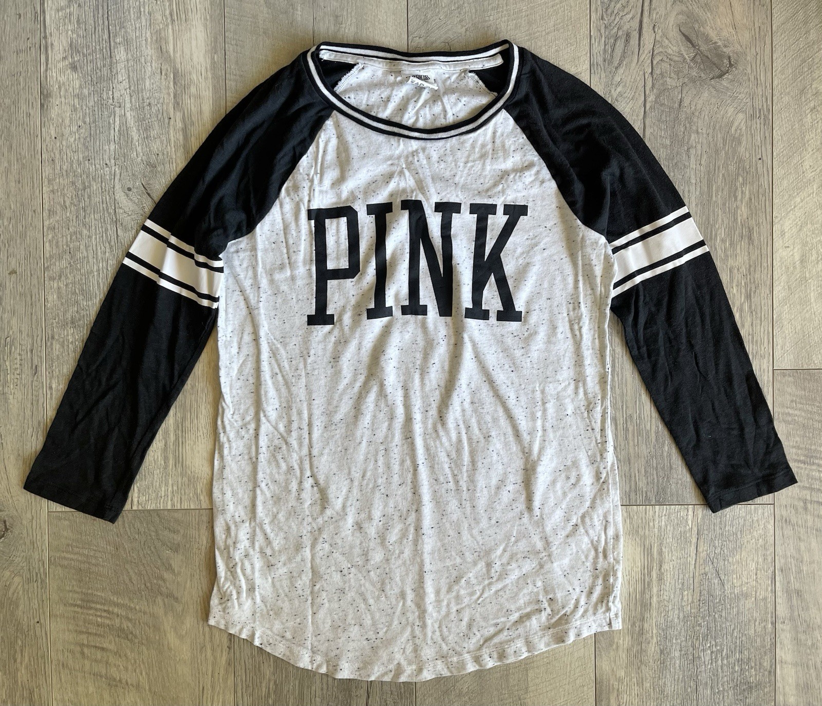 VICTORIA'S SECRET PINK Raglan Baseball 3/4 Sleeve Crewneck Tee T Shirt Top S