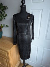 Black Croc Print Bodycon Dress Party Clubbing Evening Cocktail Date Night Glam