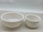Vintage Milk Glass Mixing Bowls Set 2 White Ribbed Prep Bowls 5.5" 4.5"
