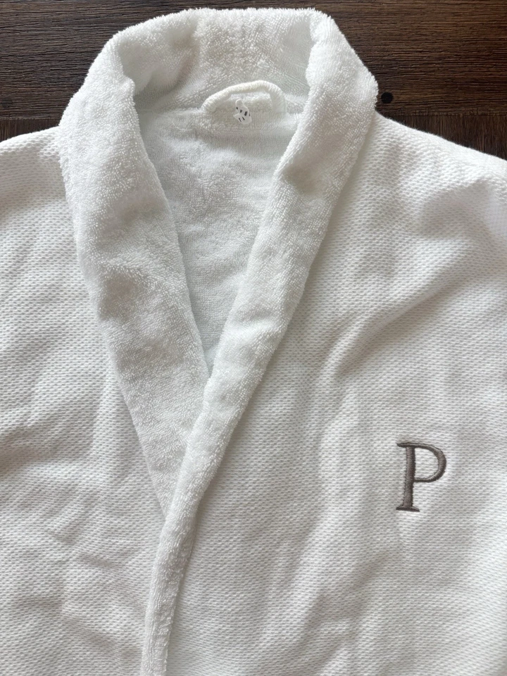 Bata Pottery Barn Para Hombre Grande Algodón Turco Cinturón Spa Baño Salón P Monograma Foto 2 de 4