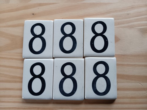 Ceramic Address Number Tiles - 3" By 2".  The Number 8 - 6 Tiles
