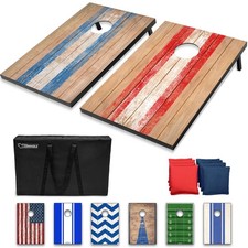 Cornhole Game Set 3 x 2 ft Barnwood Design 8 Bean Bags Carry Case GoSports