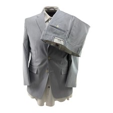 Sewell Mens Seersucker Suit 36S 30W Blue White Stripe Made in USA New