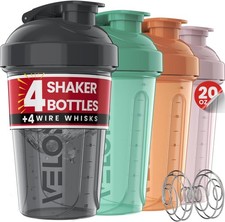 4 Pack 20oz Protein Shaker Bottle for Protein Mixes, Mint Drift