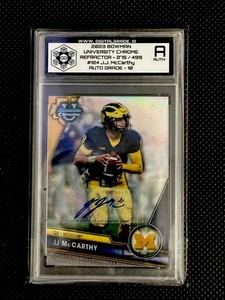 💥JJ McCarthy 2023 Bowman U Chrome Refractor Auto /499 #124 Pre Rookie💥💎