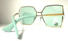 Gucci 0817 Square Fork Rimless Metal Sunglasses Gold Green, GG0817S — photo 6