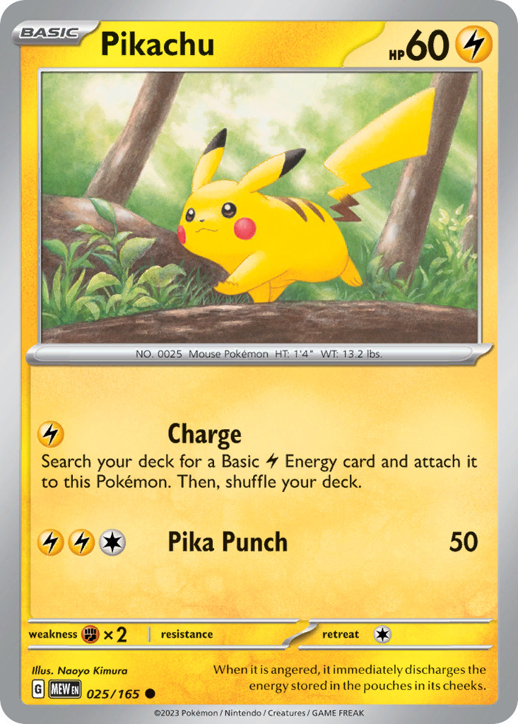 Pikachu 025/165 151 Common Pokemon NM/M